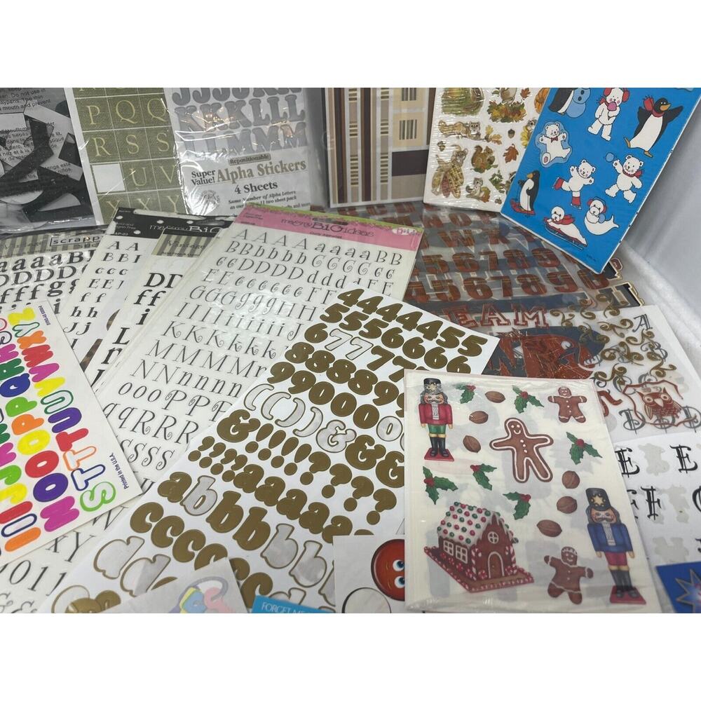Lot Stickers Scrapbooking‎ Alphabet Letters Numbers Styles Winter Christmas - Picture 5 of 9